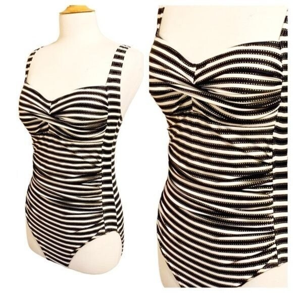 NIPTUCK SWIM Black White Gold One-piece Swimsuit - Medium - Picture 2 of 11